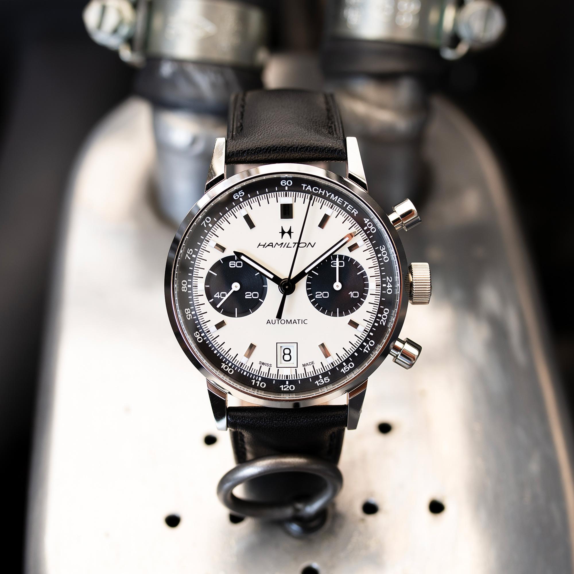 Hamilton Hamilton American Classic Intra-Matic Auto Chrono H38416711  — детали корпуса и кожаный