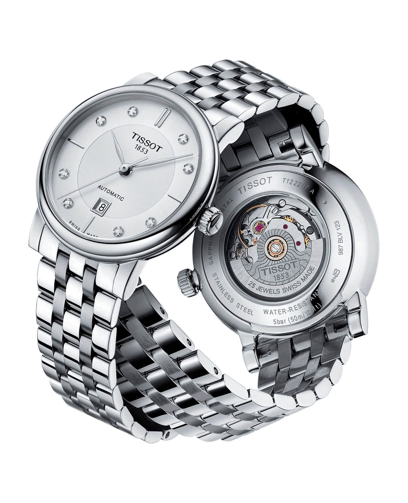 Tissot Tissot Carson Automatic Lady T122.207.11.036.00 механические женские часы часы крупный план белый циферблата