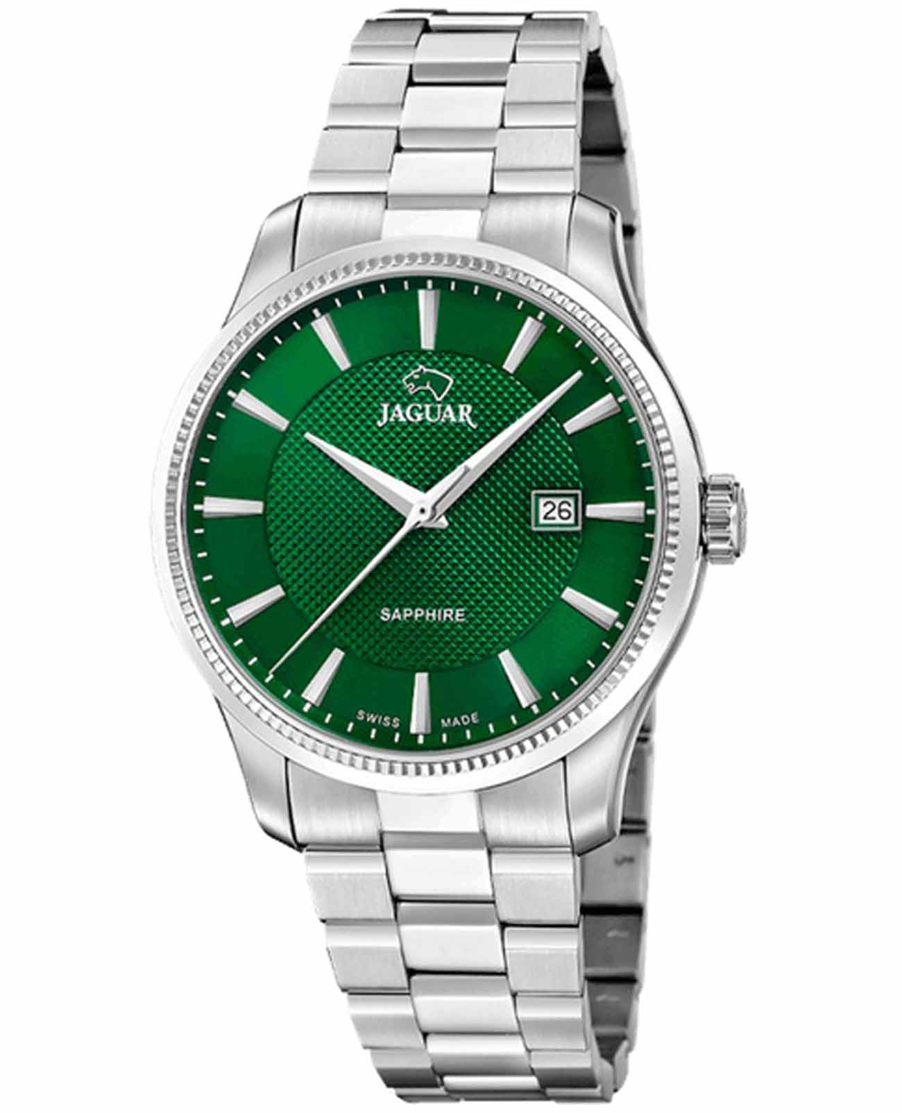 Jaguar Jaguar Essentia J1041/4  J1041/4 кварцевые мужские часы зеленый циферблат, браслет нержавеющая сталь — вид спереди