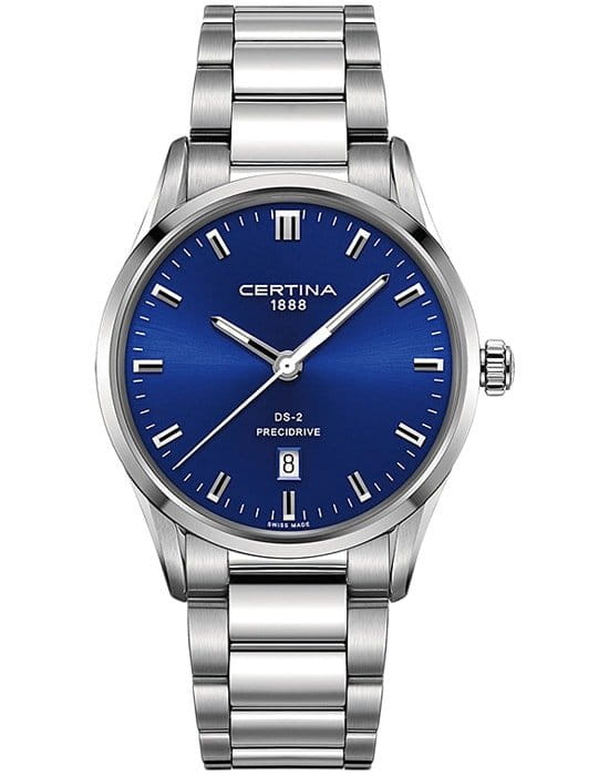 Certina Certina Sport C024.410.11.041.20 DS 2 C0244101104120 кварцевые мужские часы синий циферблат, браслет нержавеющая сталь — вид спереди