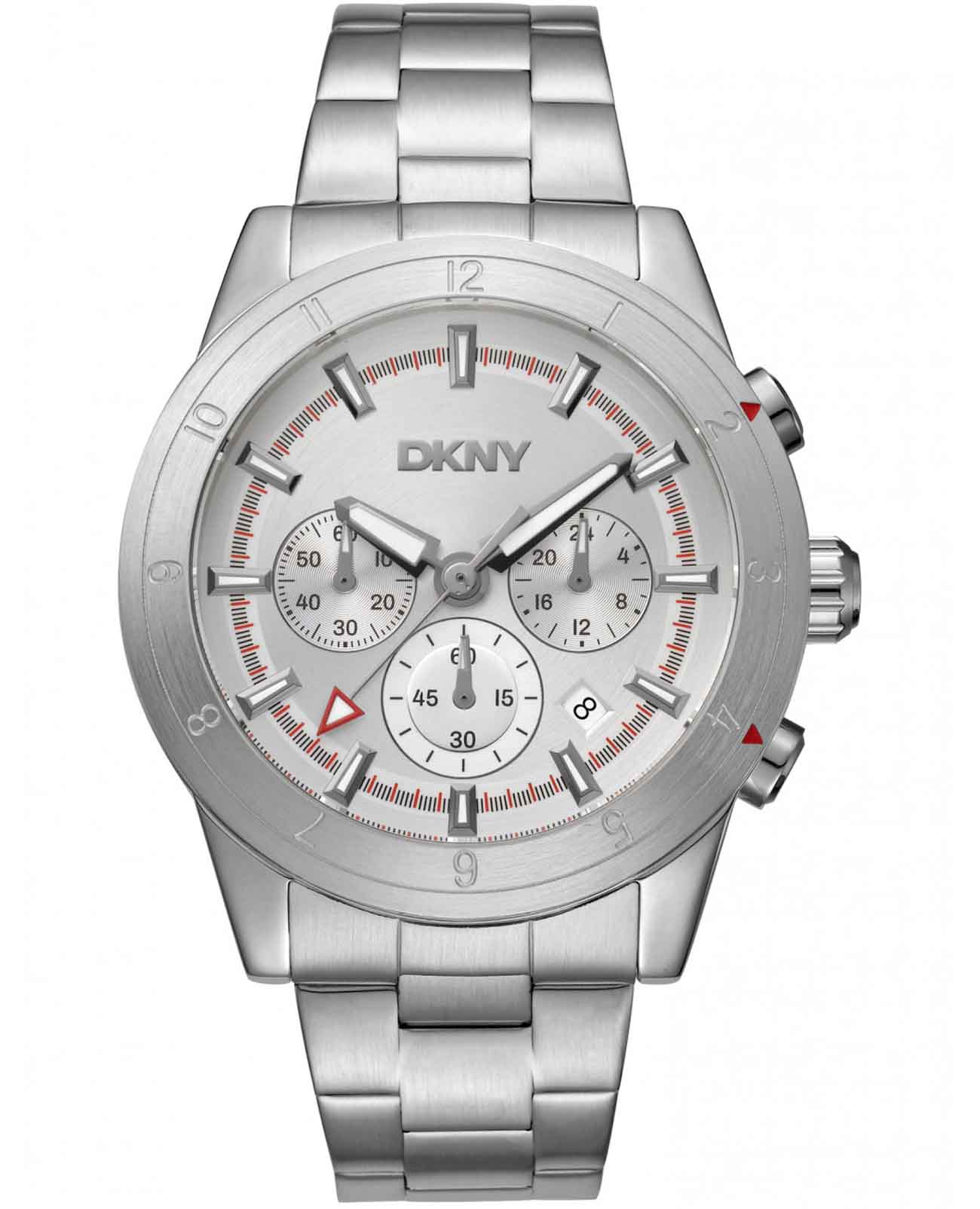DKNY DKNY Bryant Park Chrono DK1G051M0045  DK1G051M0045 кварцевые мужские часы серебристый циферблат, браслет нержавеющая сталь — вид спереди