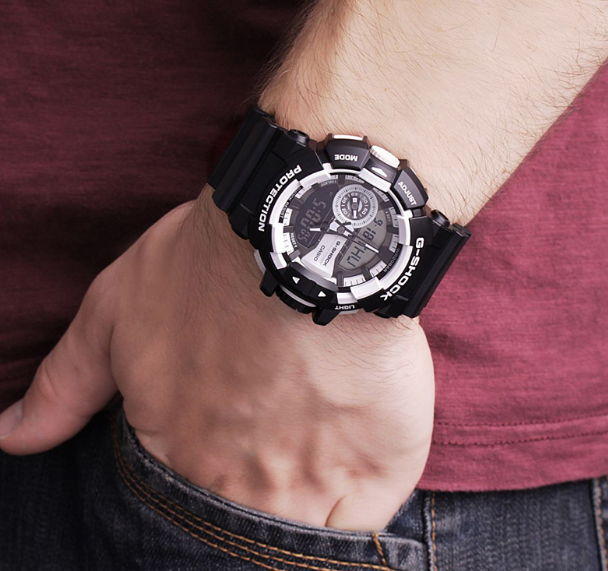 Casio Casio G-Shock GA-400-1A, g-shock япония мужские часы на браслете пластик боковой вид