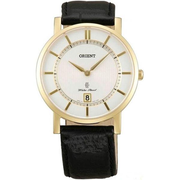 Orient Orient GW01002W (FGW01002W0)  FGW01002W0 кварцевые мужские часы белый циферблат, браслет кожа + текстиль — вид спереди