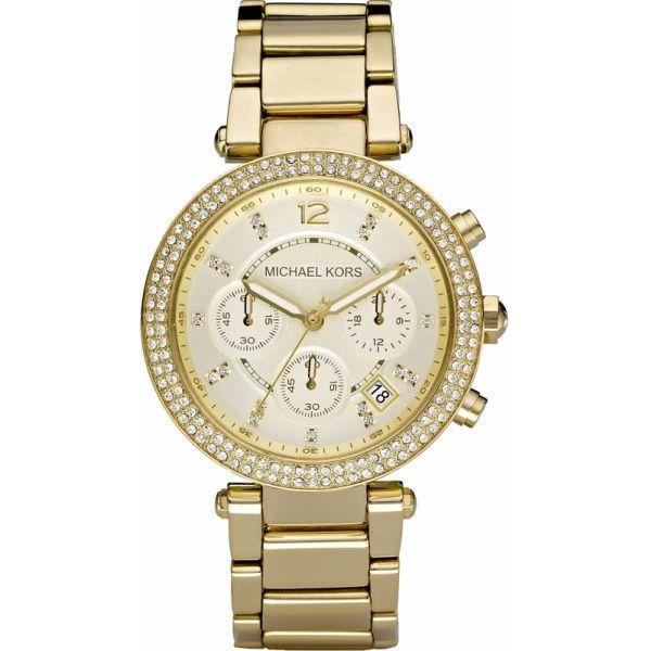 Michael Kors Michael Kors Portia MK5354  MK5354 кварцевые женские часы золотой циферблат, браслет сталь c pvd покрытием — вид спереди
