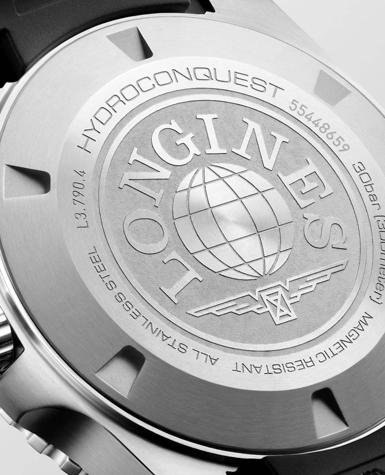 Longines Longines HydroConquest L3.790.4.56.9 механические мужские часы часы крупный план черный циферблата