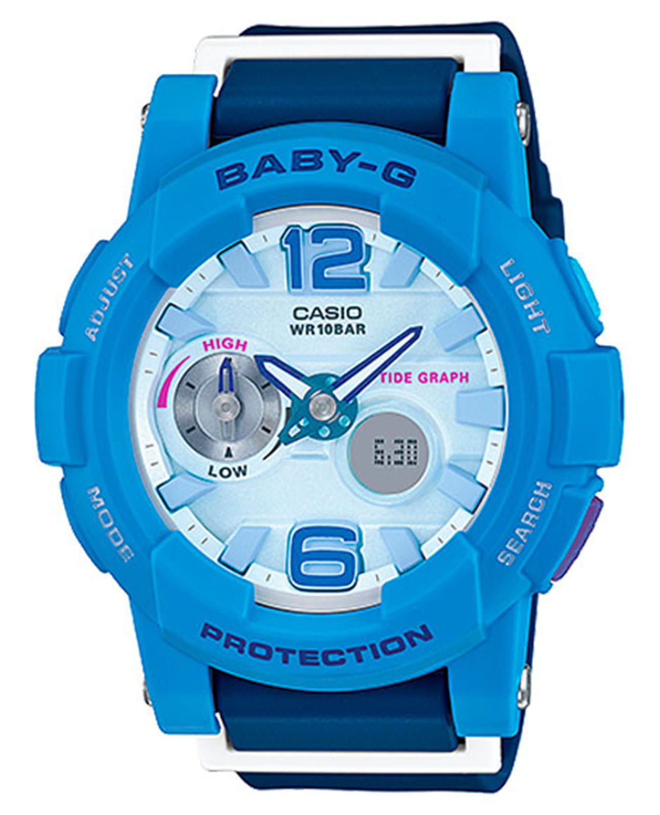 Casio Casio Baby-G BGA-180-2B3DR  BGA-180-2B3DR кварцевые женские часы голубой циферблат, браслет пластик — вид спереди
