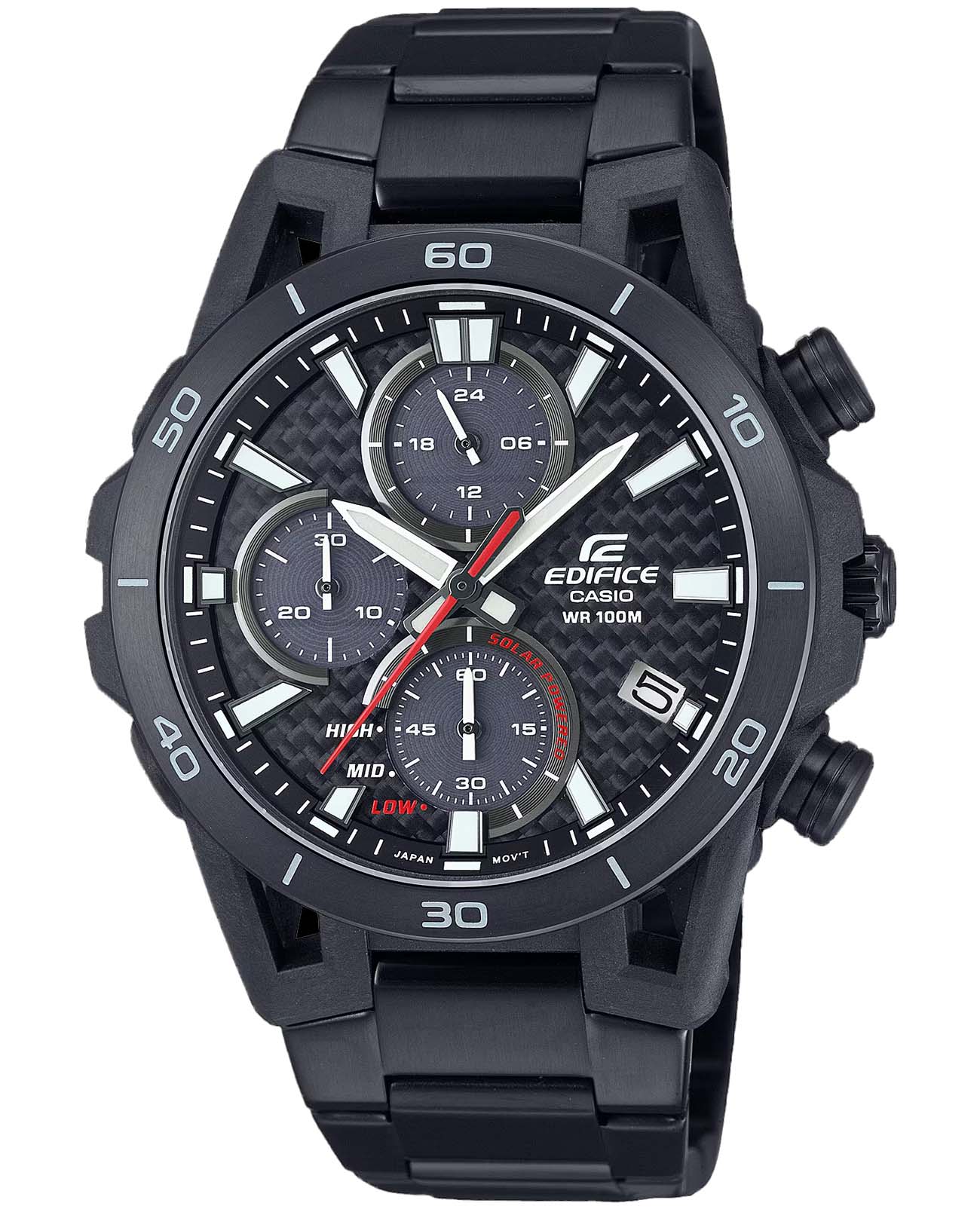 Casio Casio Edifice EQS-960DC-1AVUDF (EQS-960DC-1AV) EQS EQS-960DC-1AV кварцевые мужские часы черный циферблат, браслет нержавеющая сталь — вид спереди