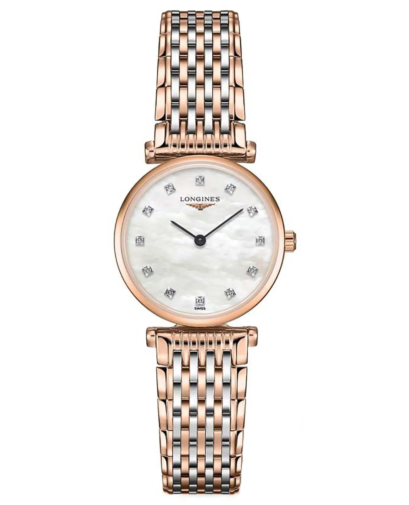 Longines Longines La Grande Classique L4.209.1.97.7  L42091977 кварцевые женские часы перламутровый циферблат, браслет сталь c pvd покрытием — вид спереди