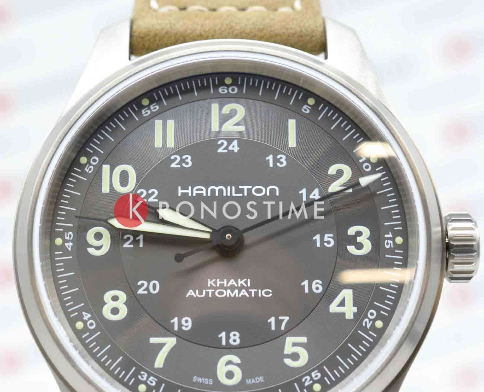 Hamilton Hamilton Khaki Field Titanium Auto H70545550, khaki field швейцария мужские часы на браслете кожаный боковой вид