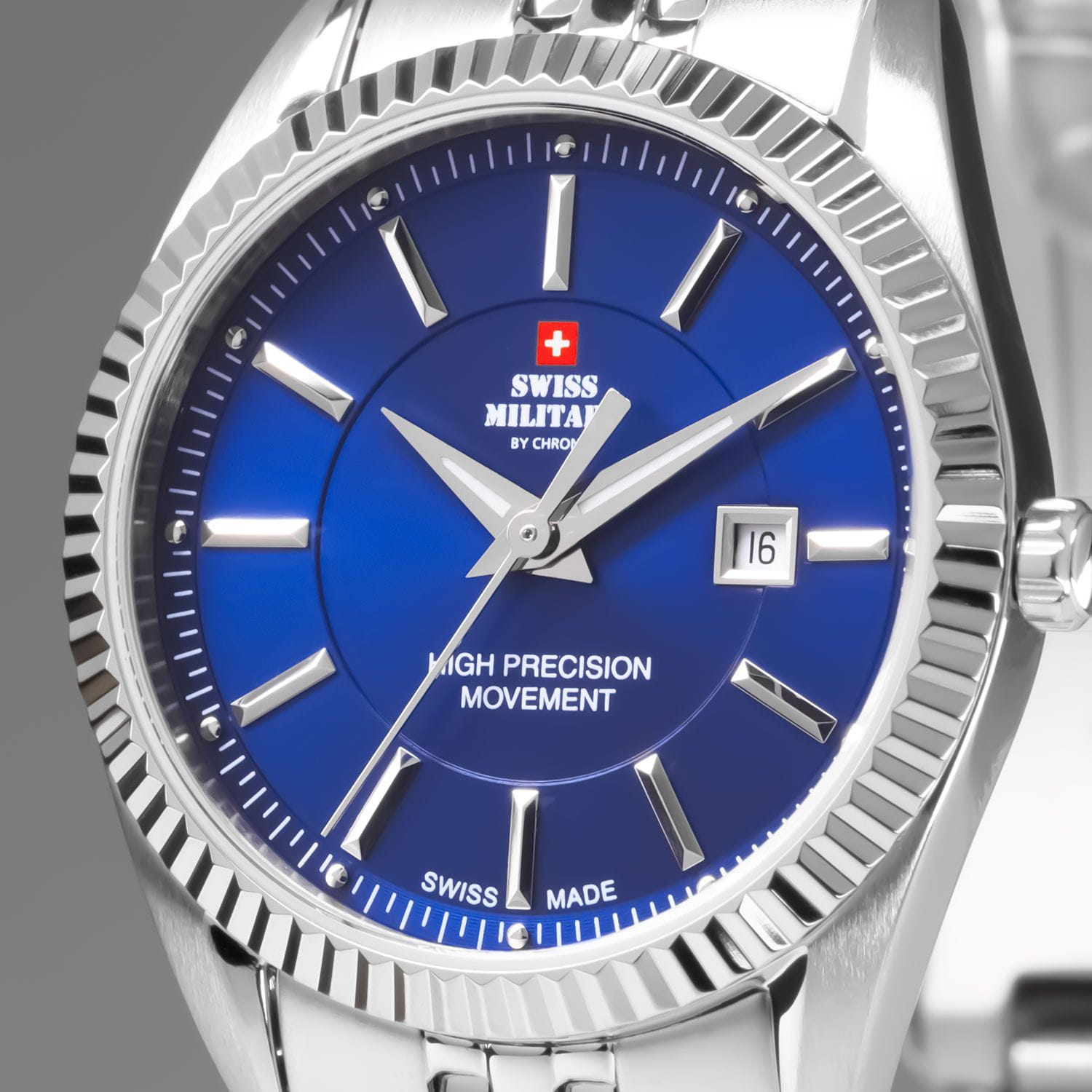 Swiss Military by Chrono Swiss Military by Chrono Сверхточные SM34066.03,  швейцария женские часы на браслете нержавеющая сталь боковой вид