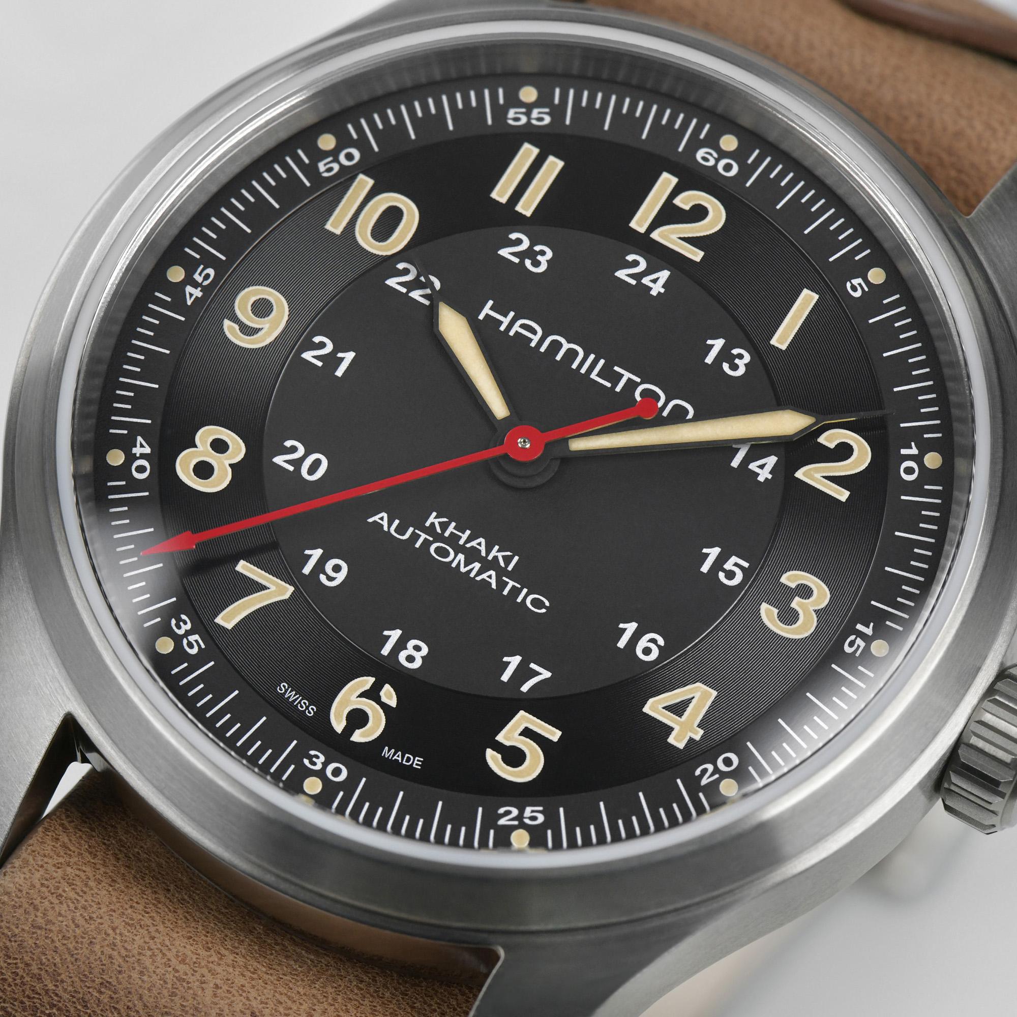 Hamilton Hamilton Khaki Field Titanium Far Cry® 6 H70645533 механические мужские часы часы крупный план черный циферблата
