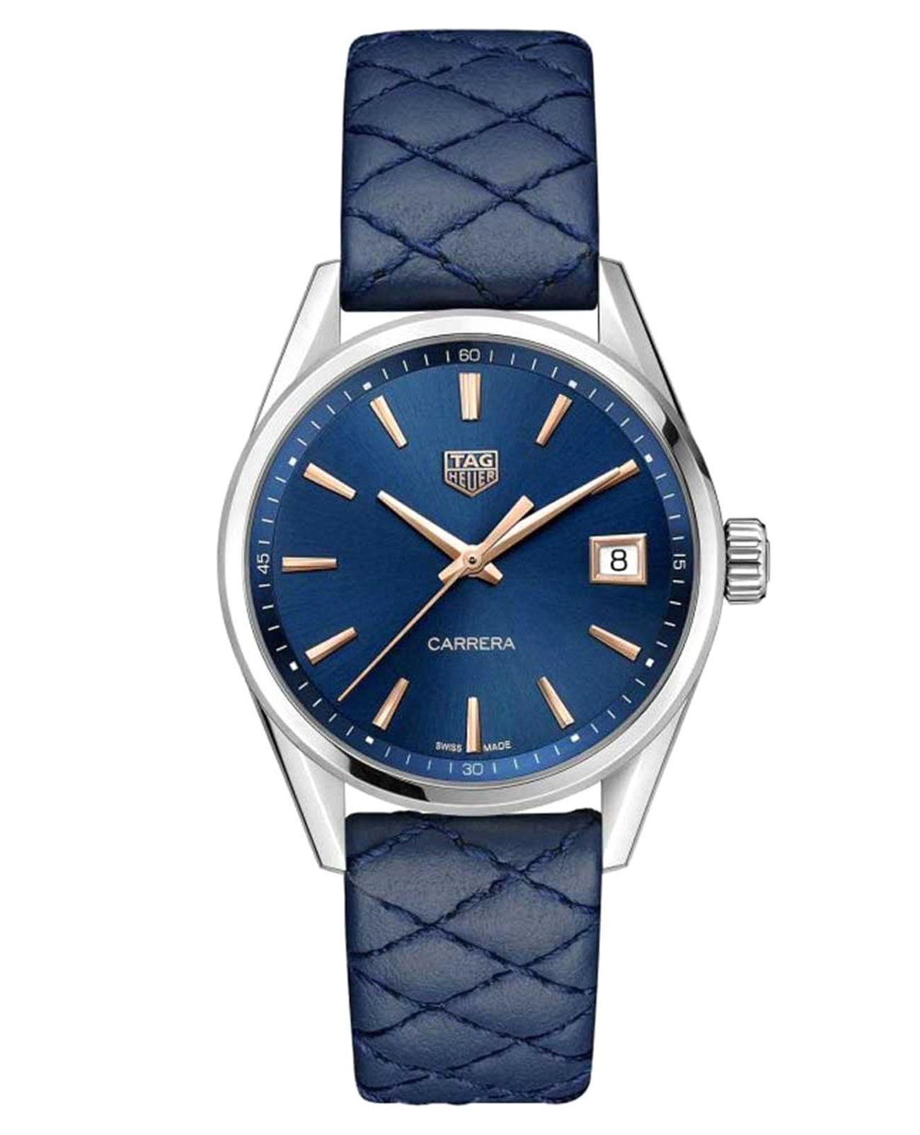 TAG Heuer TAG Heuer Carrera Lady WBK1312.FC8259  WBK1312.FC8259 кварцевые женские часы синий циферблат, браслет кожаный — вид спереди