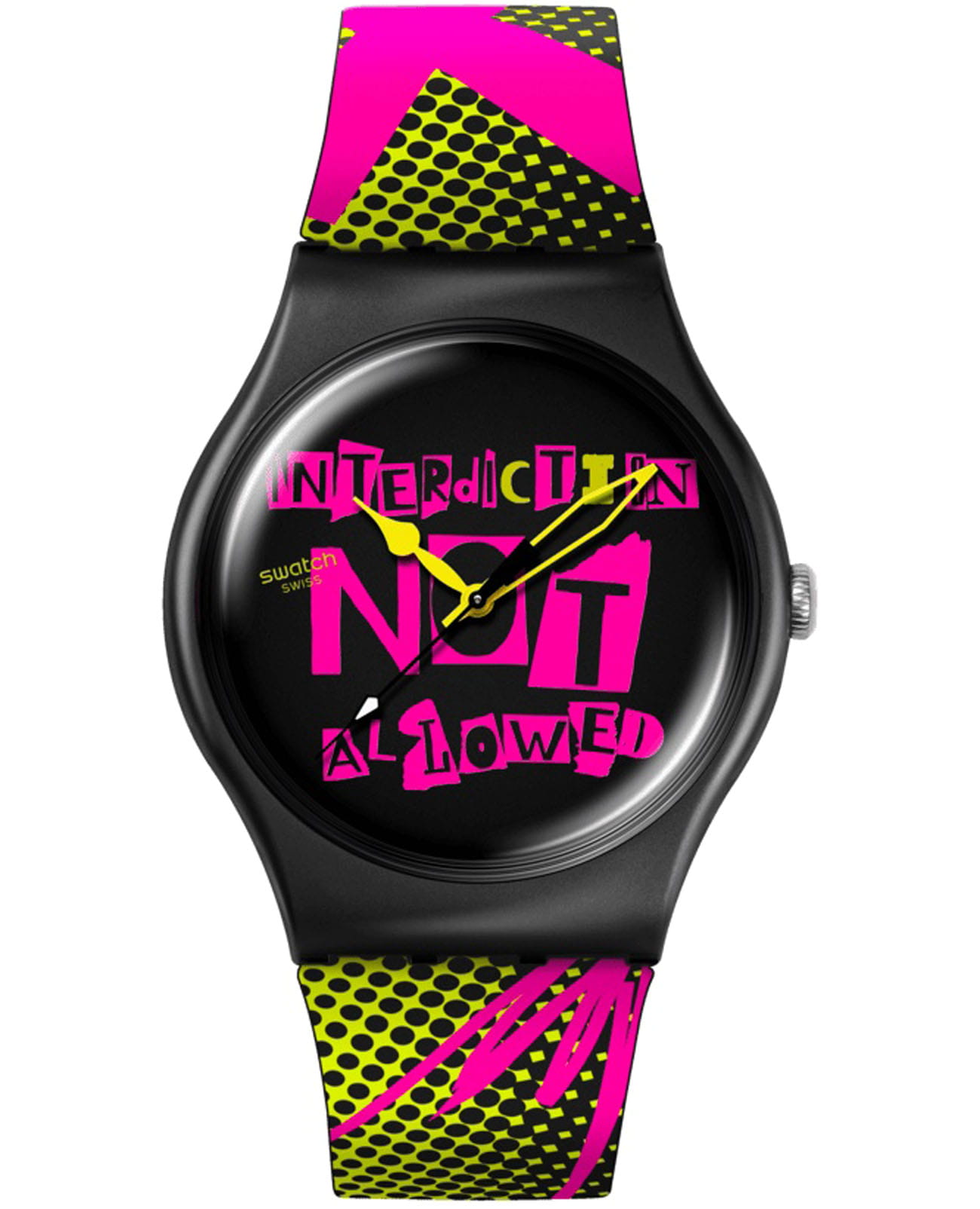 Swatch Swatch Distort Mode SO32B121  SO32B121 кварцевые женские часы цветной циферблат, браслет силикон — вид спереди