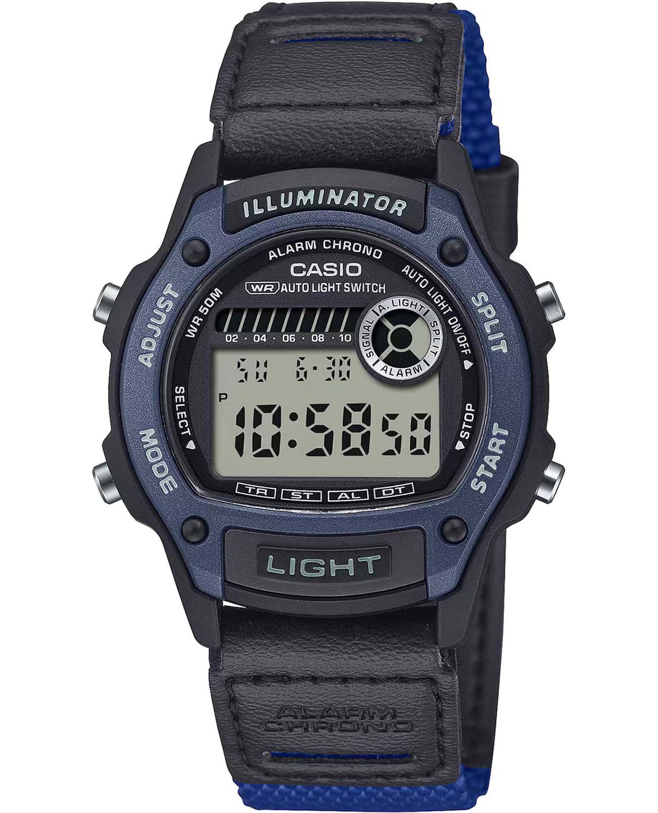 Casio Casio Collection W-220HF-2A  W-220HF-2A кварцевые мужские часы серый циферблат, браслет тканевый — вид спереди