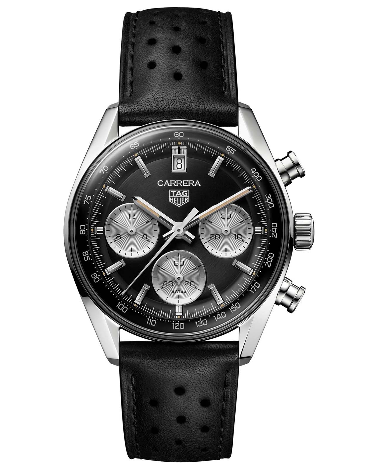 TAG Heuer TAG Heuer Carrera Chronograph CBS2210.FC6534  CBS2210.FC6534 механические мужские часы черный циферблат, браслет кожаный — вид спереди