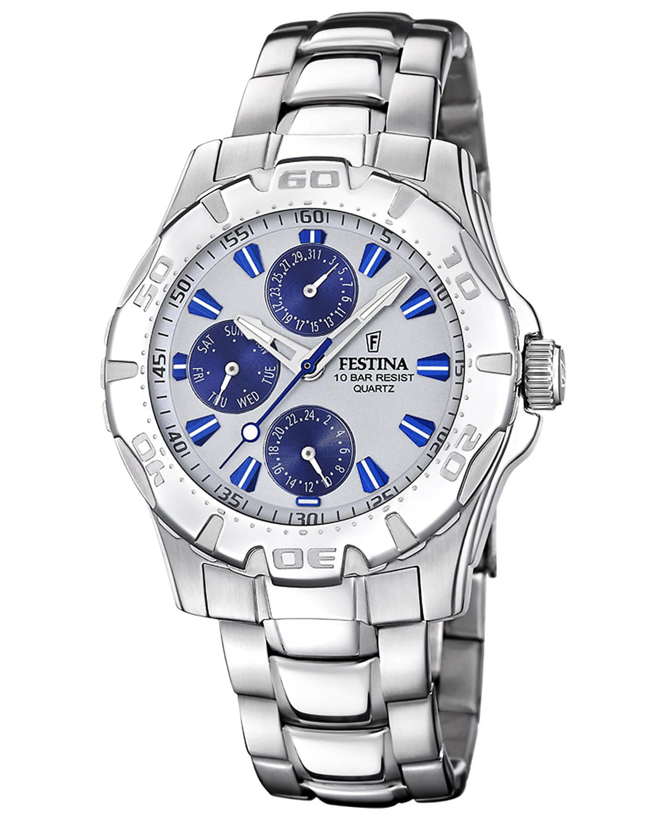 Festina Festina Multifuncion F16242/I  F16242/I кварцевые мужские часы  циферблат, браслет нержавеющая сталь 316l — вид спереди