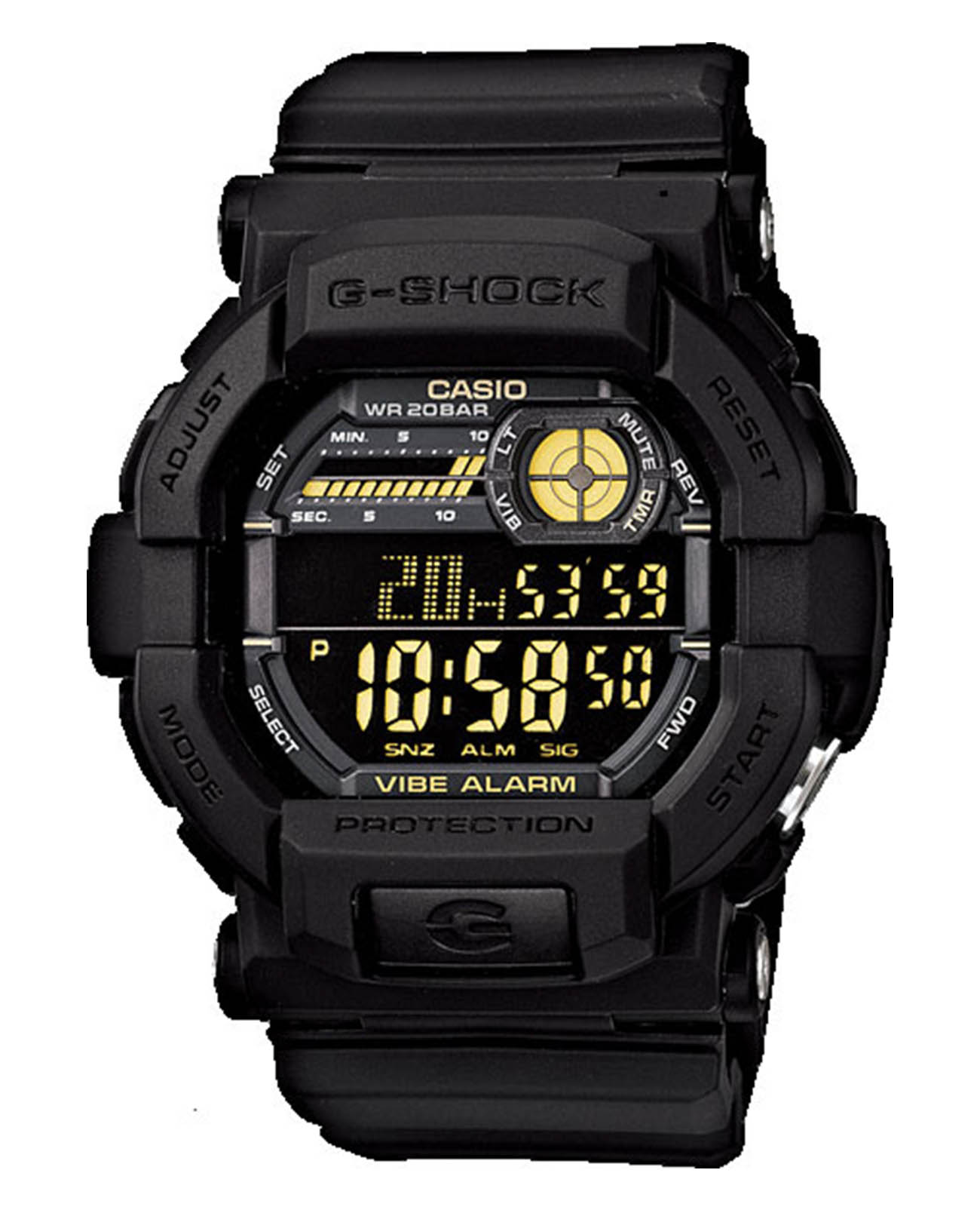 Casio Casio G-Shock GD-350-1BDR (GD-350-1B)  GD-350-1B электронные мужские часы черный циферблат, браслет пластик — вид спереди