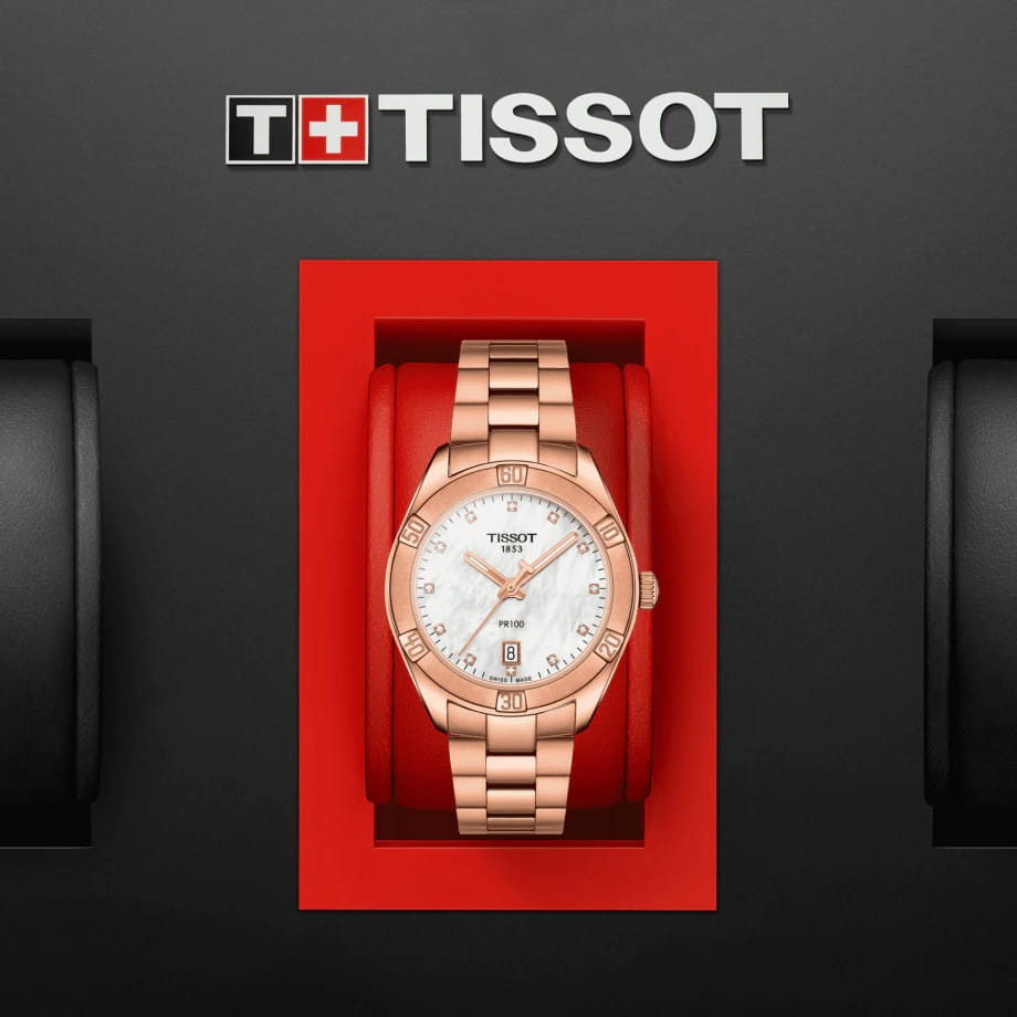 Tissot Tissot PR 100 Sport Chic T101.910.33.116.00, t-classic швейцария женские часы на браслете сталь c pvd покрытием боковой вид