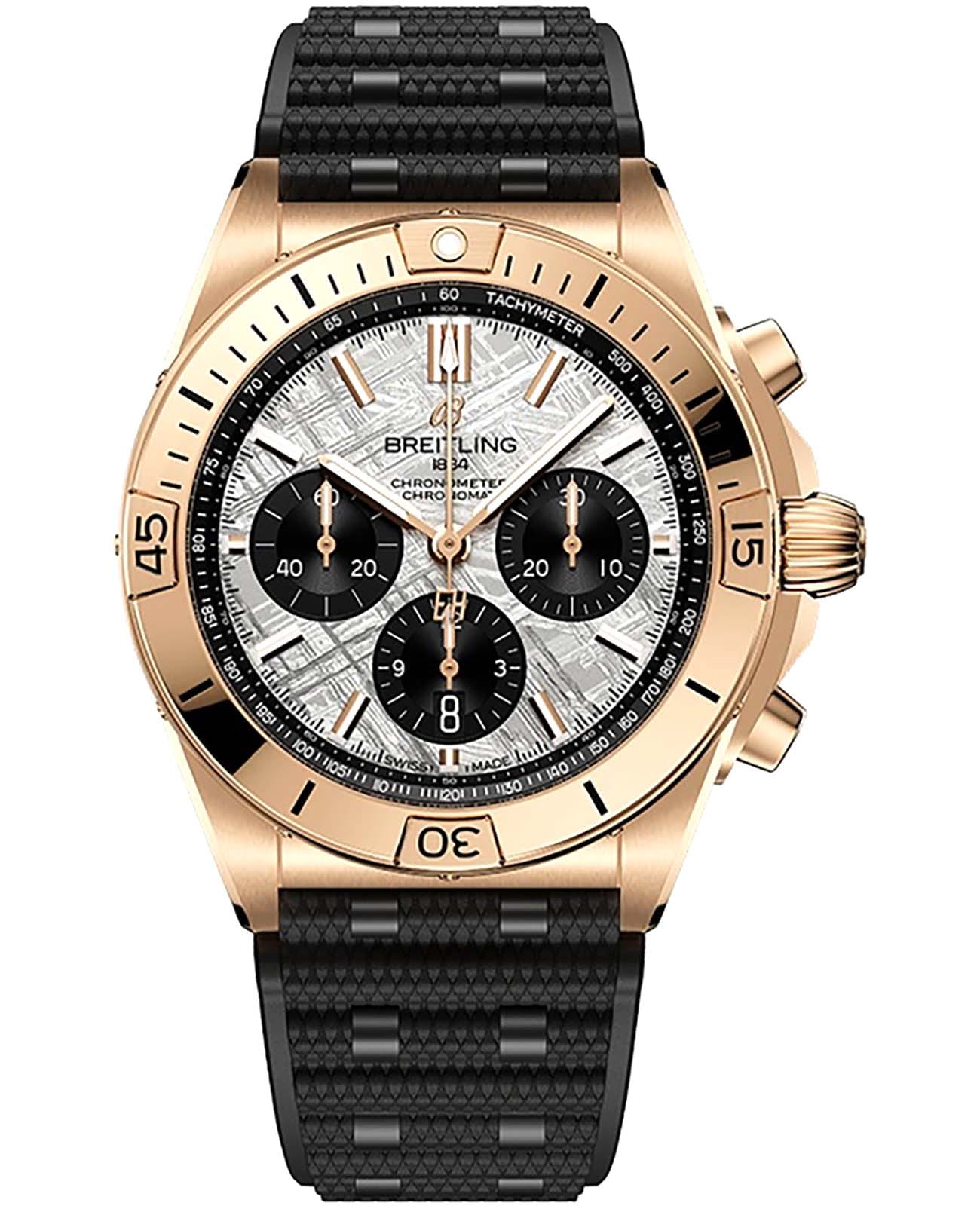 Breitling Breitling Chronomat B01 42 Erling Haaland RB01347A1F1S1  RB01347A1F1S1 механические мужские часы серый циферблат, браслет каучук — вид спереди