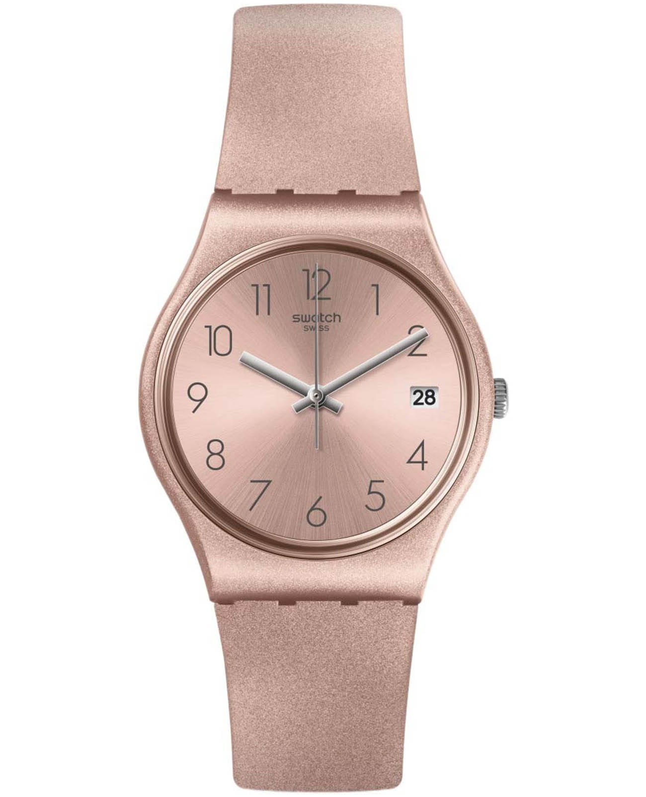 Swatch Swatch Gent Standard GP403  GP403 кварцевые мужские часы розовый циферблат, браслет силикон — вид спереди