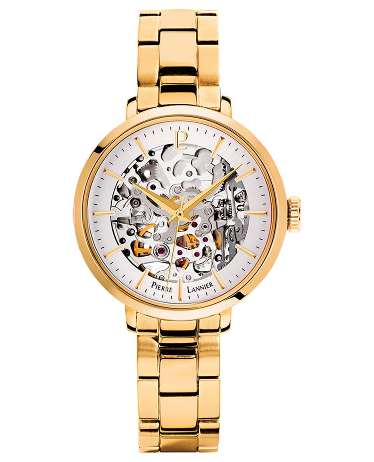 Pierre Lannier Pierre Lannier Automatic 305D528  305D528 механические женские часы серебристый циферблат, браслет нержавеющая сталь с ip-покрытием — вид спереди