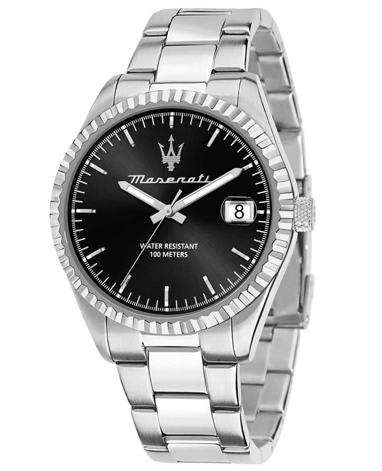 Maserati Maserati COMPETIZIONE R8853100028  R8853100028 кварцевые мужские часы черный циферблат, браслет нержавеющая сталь — вид спереди