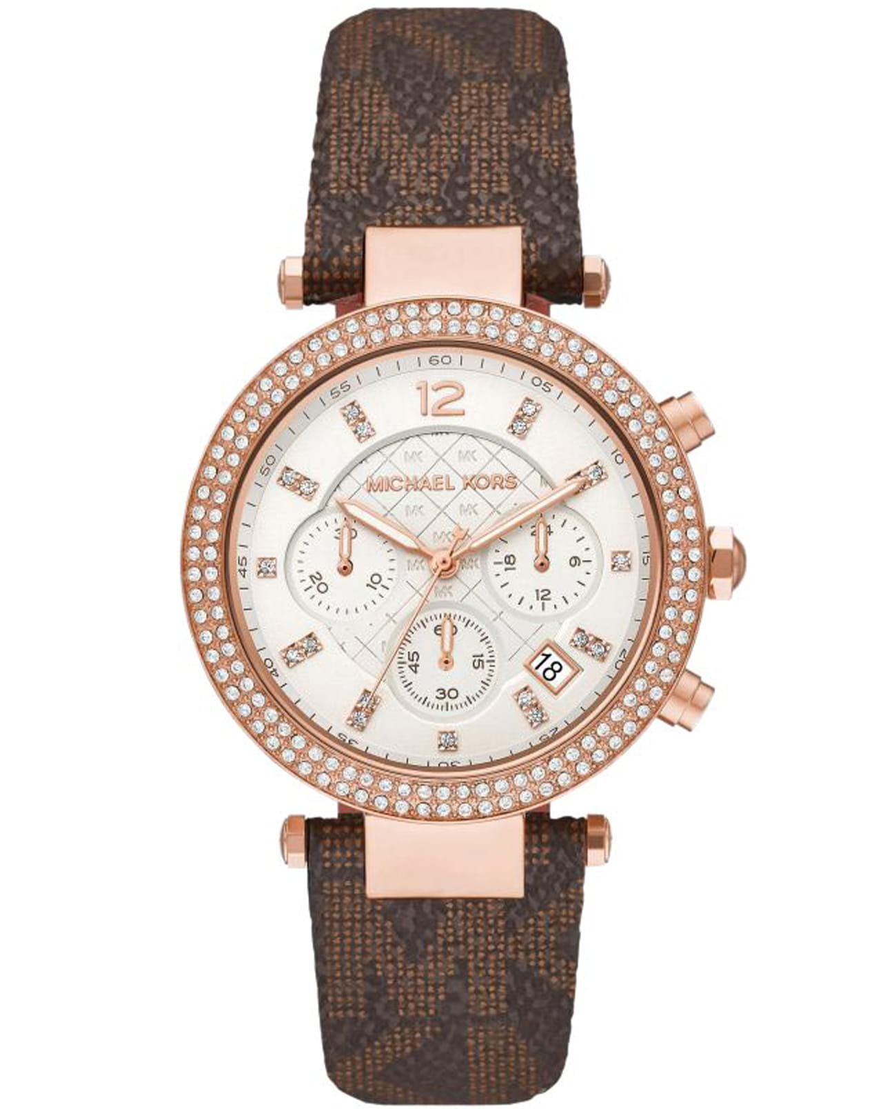 Michael Kors Michael Kors Runway Slim MK6917  MK6917 кварцевые женские часы белый циферблат, браслет кожаный — вид спереди