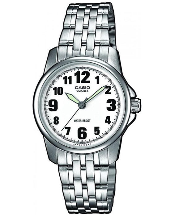 Casio Casio Collection LTP-1260PD-7B  LTP-1260PD-7B кварцевые женские часы белый циферблат, браслет нержавеющая сталь — вид спереди
