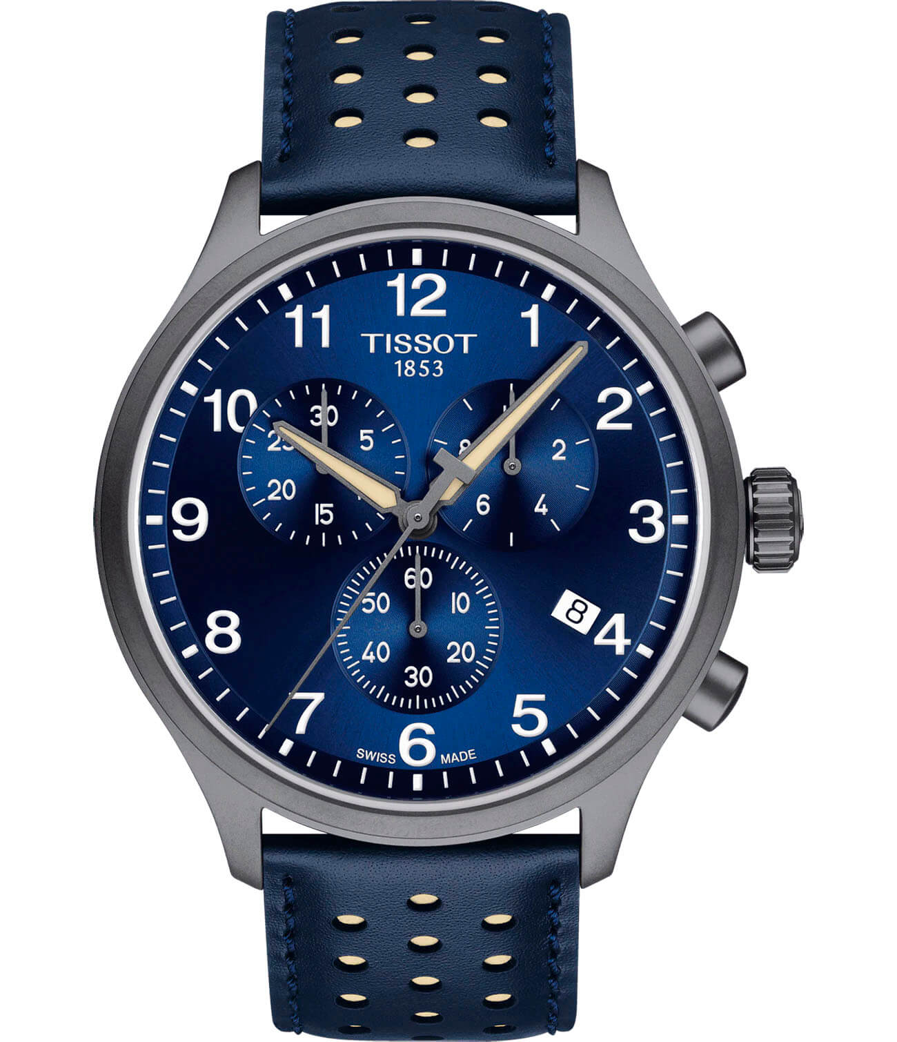 Tissot Tissot Chrono XL Russia Special Edition 2019 T116.617.36.047.02 Chrono XL T1166173604702 кварцевые мужские часы синий циферблат, браслет кожаный — вид спереди