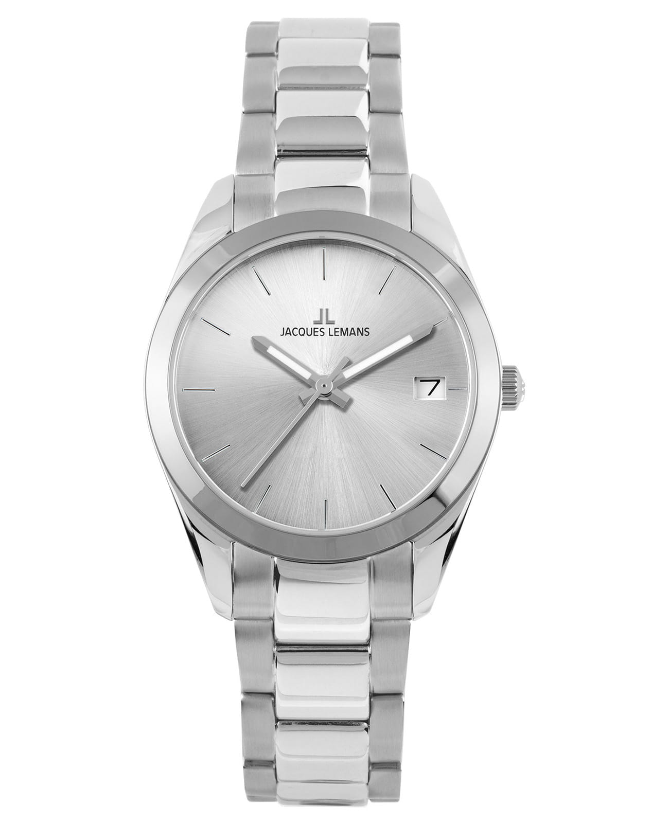 Jacques Lemans Jacques Lemans Classic 1-1878B  1-1878B кварцевые женские часы белый циферблат, браслет нержавеющая сталь — вид спереди