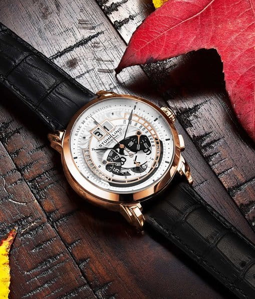 Stuhrling Stuhrling Monaco 4013.2 кварцевые мужские часы часы крупный план белый циферблата