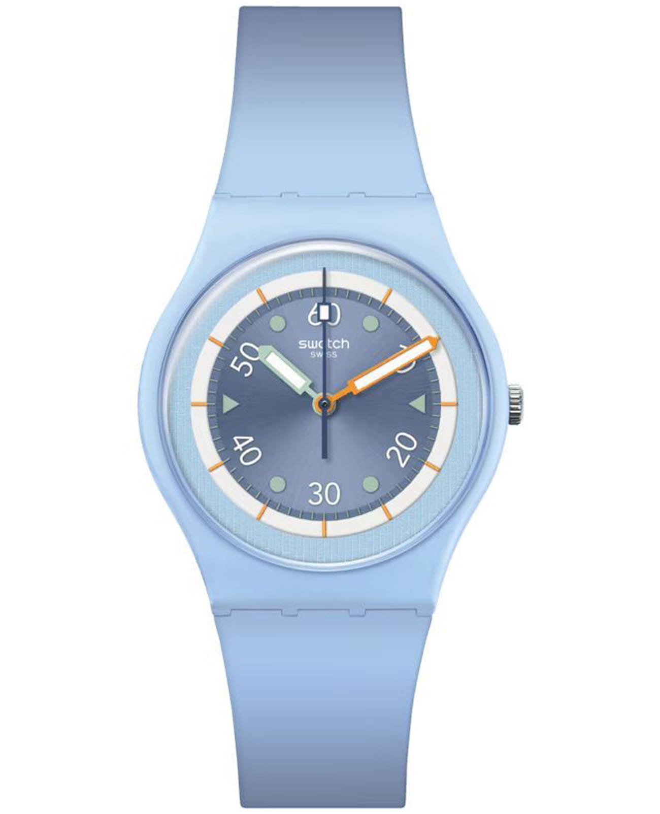 Swatch Swatch Gent Bioceramic Standard SO31L100  SO31L100 кварцевые женские часы голубой циферблат, браслет силикон — вид спереди