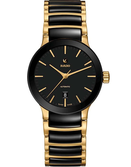 Rado Rado Centrix Automatic R30034172 Automatic R30034172 механические женские часы черный циферблат, браслет сталь + pvd + керамика — вид спереди