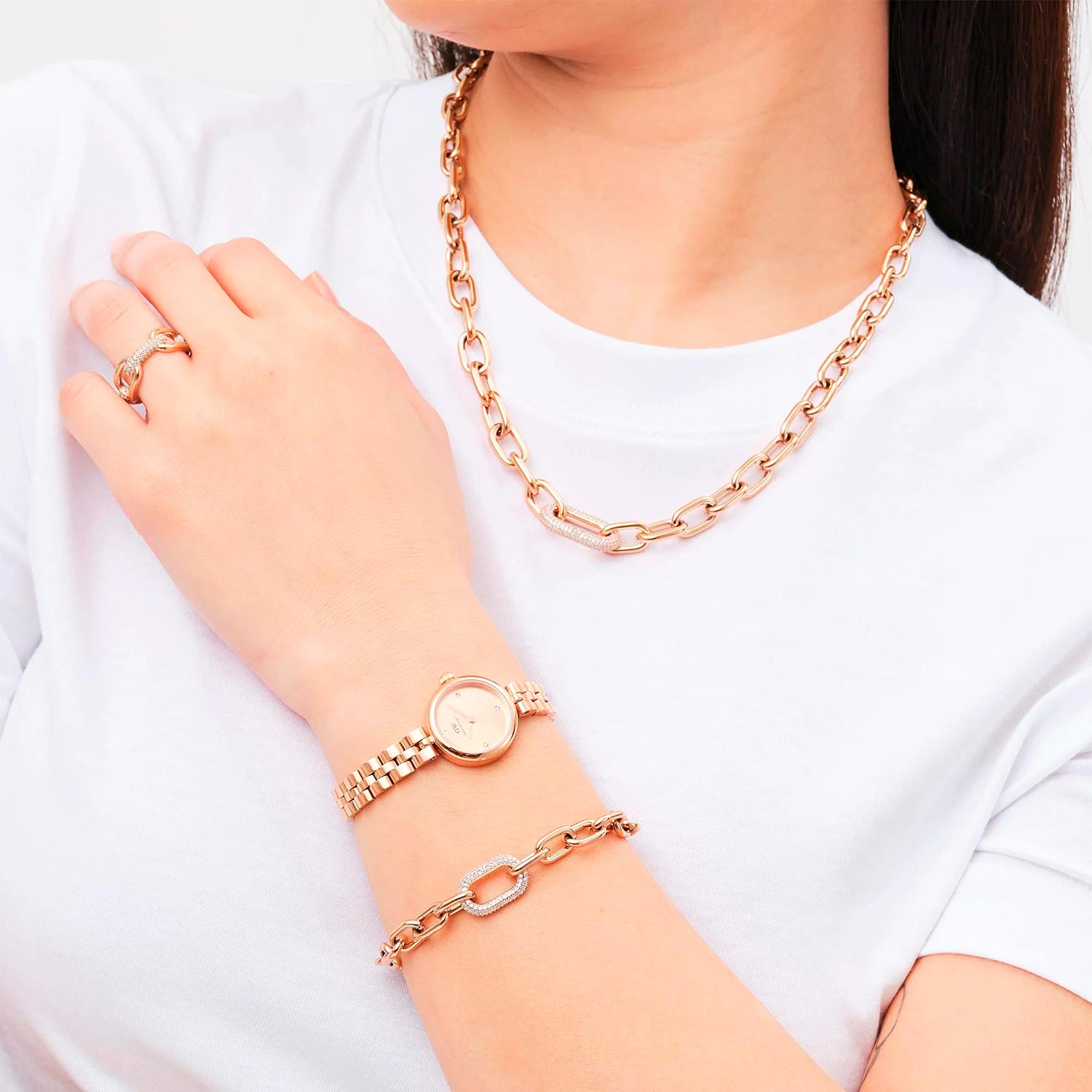 Daniel Wellington Daniel Wellington Elan Lumine Unitone Rose Gold DW00100720 женские часы золотой циферблат на запястье