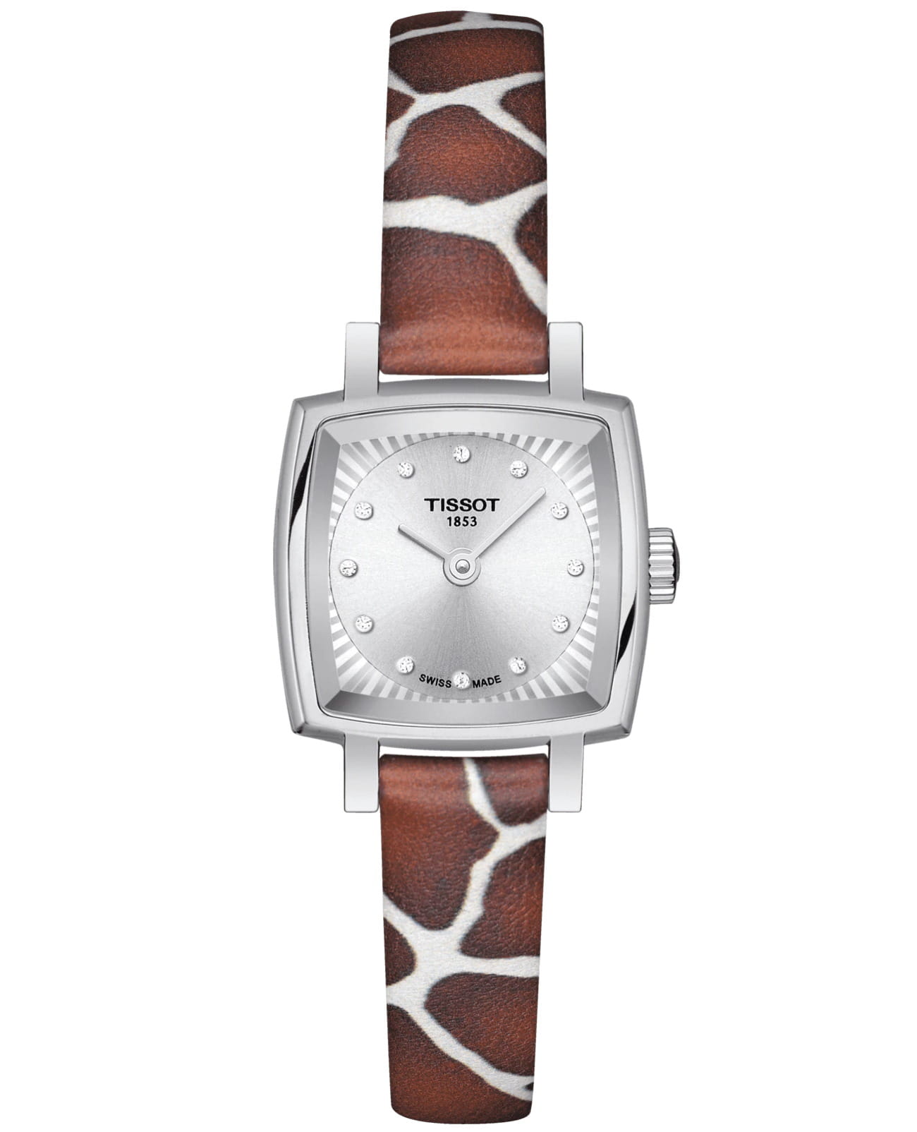 Tissot Tissot Lovely Square T058.109.17.036.00 Lovely T0581091703600 кварцевые женские часы серебристый циферблат, браслет кожаный — вид спереди