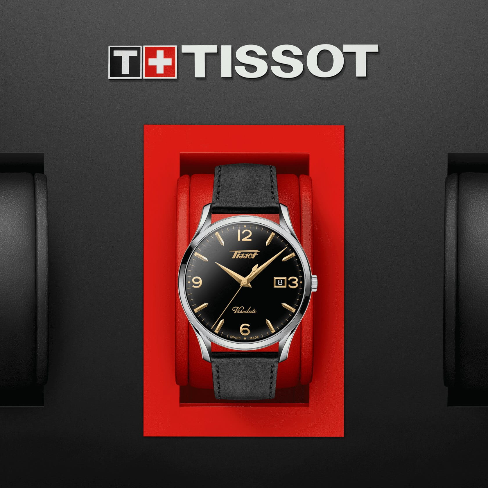 Tissot Tissot Heritage Visodate T118.410.16.057.01 кварцевые мужские часы часы крупный план черный циферблата
