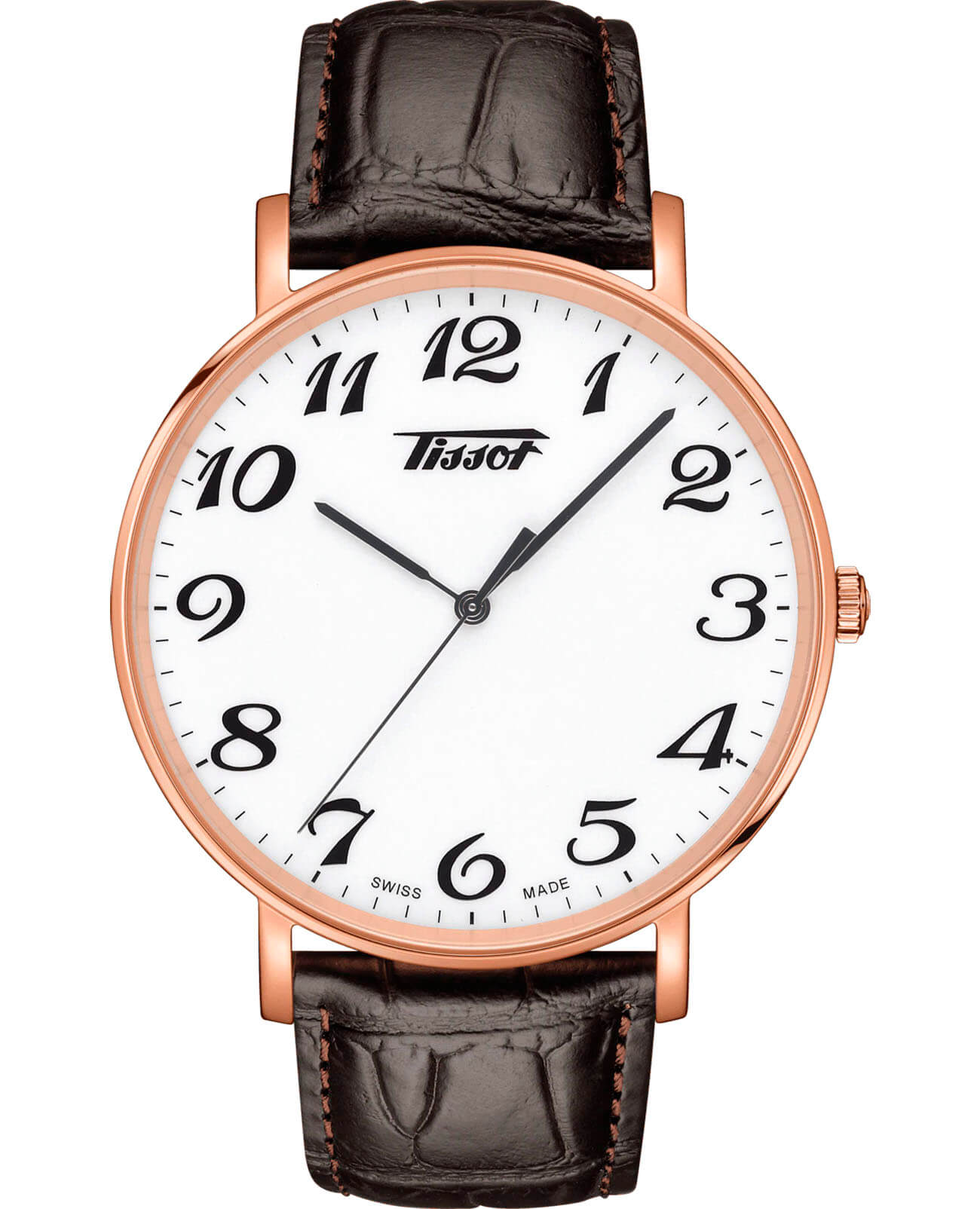 Tissot Tissot Everytime Large T109.610.36.012.01 Everytime T1096103601201 кварцевые мужские часы белый циферблат, браслет кожаный — вид спереди