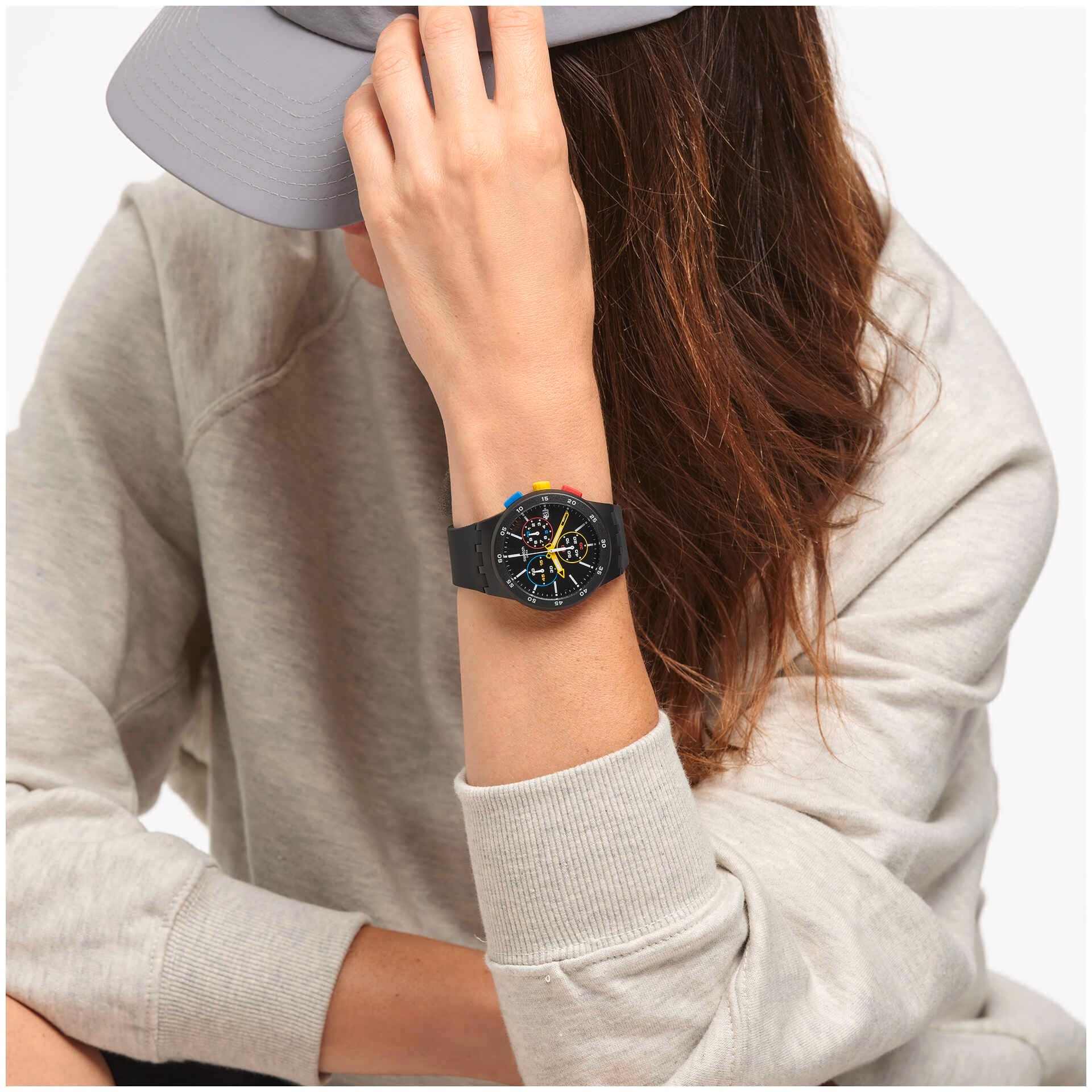 Swatch Swatch Chrono 42 Standard SUSB416 мужские часы черный циферблат на запястье