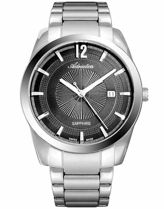Adriatica Adriatica A8301.5156Q  A8301.5156Q кварцевые мужские часы серый циферблат, браслет нержавеющая сталь — вид спереди