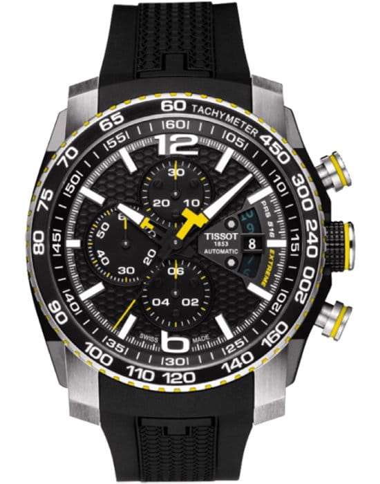 Tissot Tissot PRS 516 Extreme Automatic Chronograph T079.427.27.057.01 PRS 516 T0794272705701 механические мужские часы черный циферблат, браслет карбон + полимер — вид спереди