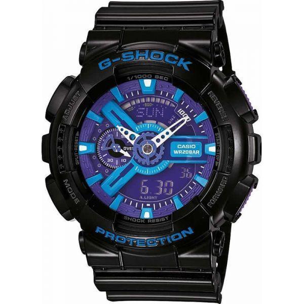 Casio Casio G-Shock GA-110HC-1A GA-110 GA-110HC-1A электронные мужские часы фиолетовый циферблат, браслет полимер — вид спереди