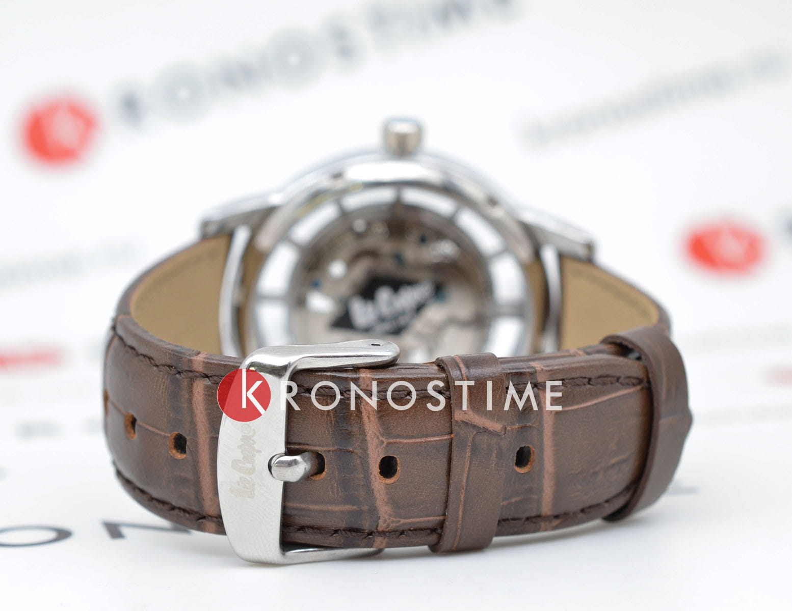 Lee Cooper Lee Cooper LC08035.344 механические мужские часы часы крупный план коричневый циферблата