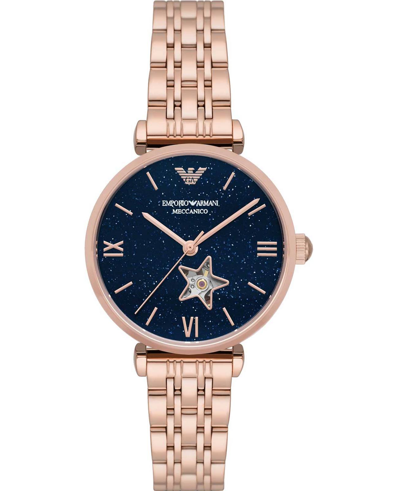 Emporio Armani Emporio Armani Gianni T-Bar AR60043  AR60043 кварцевые женские часы синий циферблат, браслет сталь с ip покрытием — вид спереди