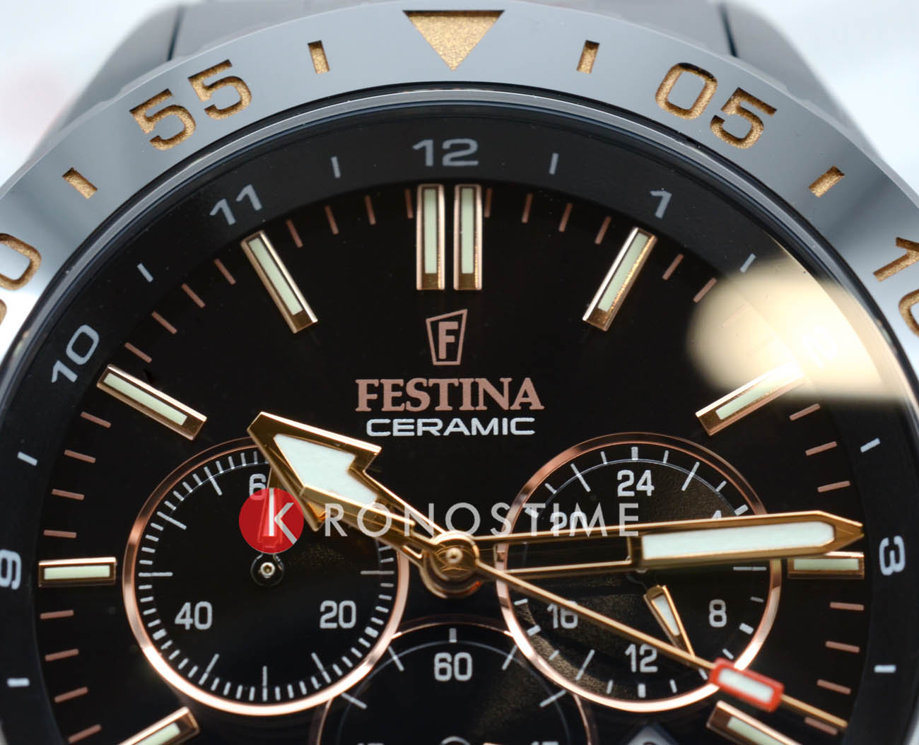 Festina Festina Ceramic F20577/1,  испания мужские часы на браслете сталь c pvd покрытием боковой вид