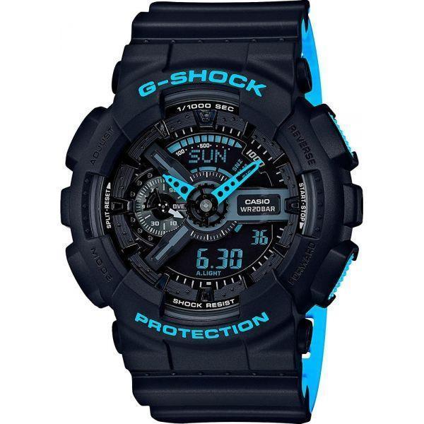 Casio Casio G-Shock GA-110LN-1A GA-110 GA-110LN-1A электронные мужские часы черный циферблат, браслет полимер — вид спереди