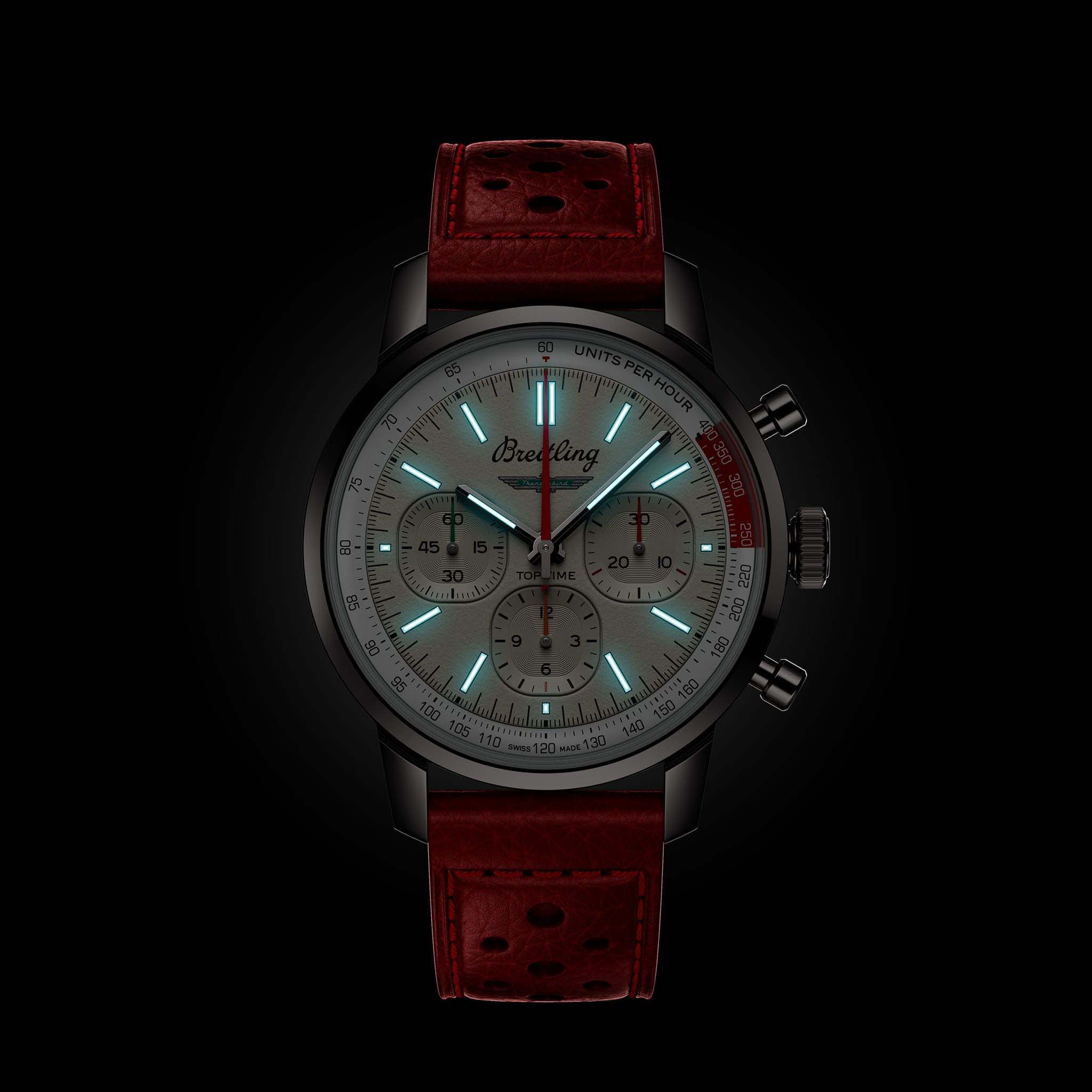Breitling Breitling Top Time B01 Ford Thunderbird AB01766A1A1X1, aviator 8 швейцария мужские часы на браслете кожаный боковой вид