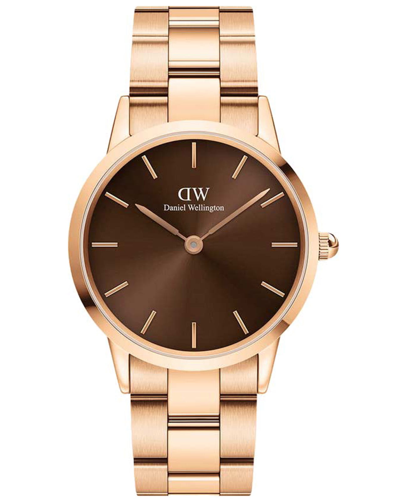 Daniel Wellington Daniel Wellington Iconic Link Amber DW00100461  DW00100461 кварцевые женские часы коричневый циферблат, браслет сталь c pvd покрытием — вид спереди