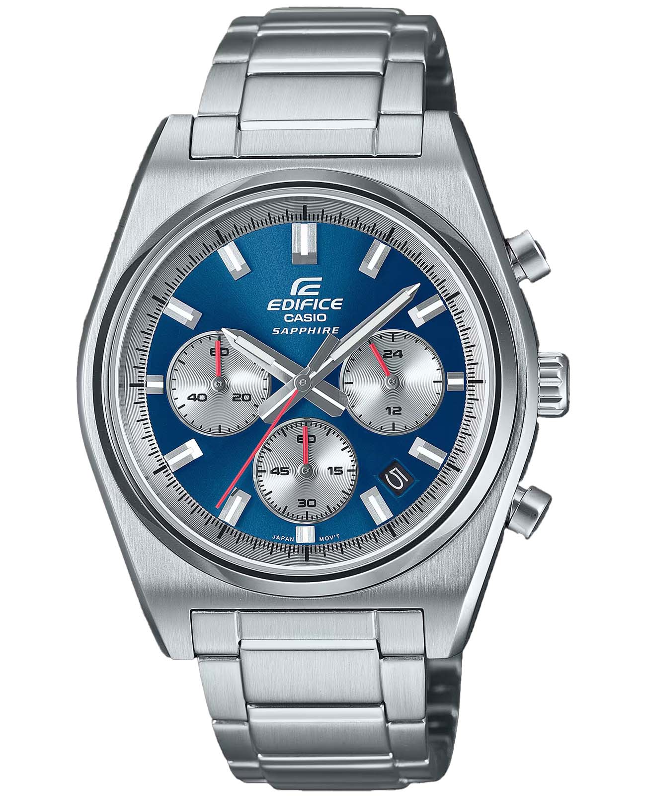 Casio Casio Edifice EFB-730D-2AV  EFB-730D-2AV кварцевые мужские часы синий циферблат, браслет нержавеющая сталь — вид спереди