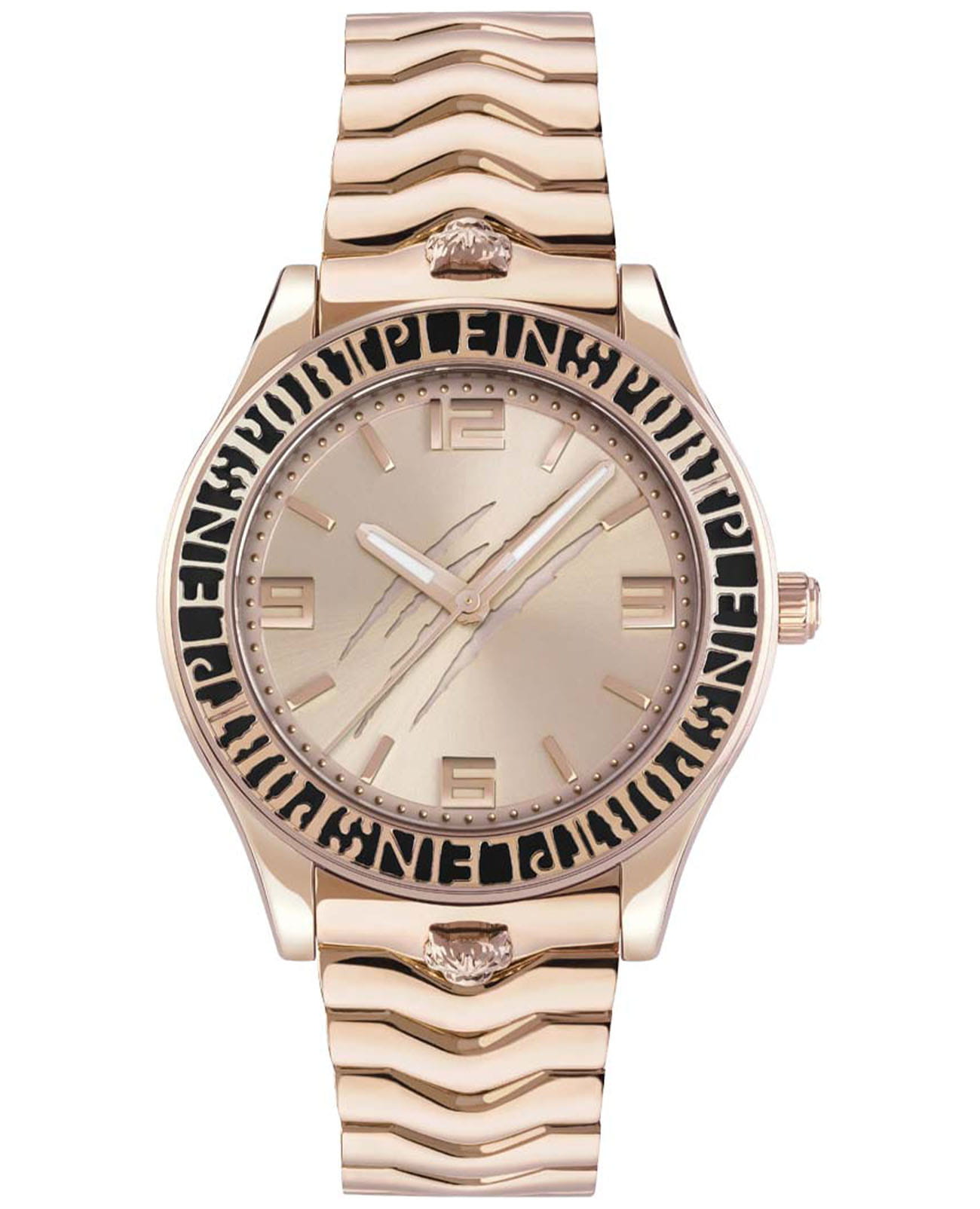 Plein Sport Plein Sport PSJEA0624  PSJEA0624 кварцевые женские часы золотой циферблат, браслет сталь с ip покрытием — вид спереди