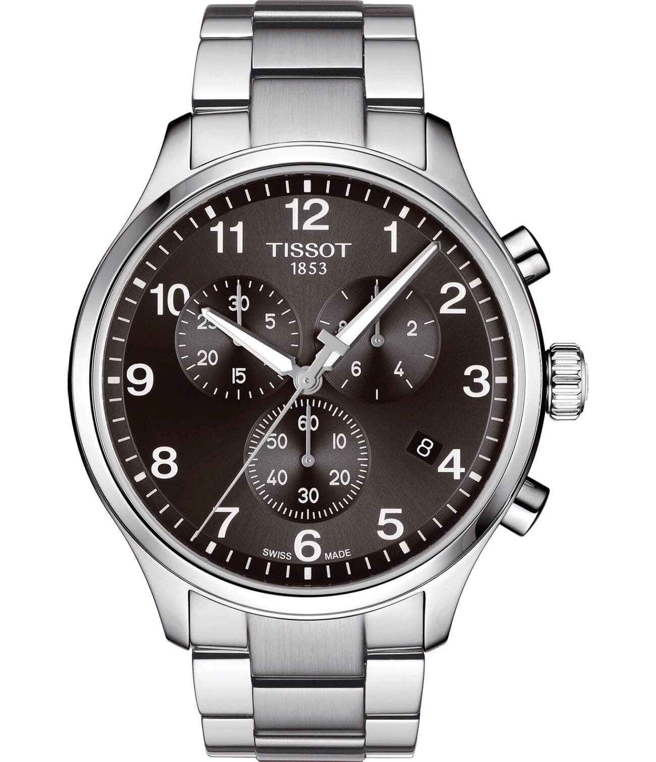 Tissot Tissot Chrono XL Classic T116.617.11.057.01 Chrono XL T1166171105701 кварцевые мужские часы серый циферблат, браслет нержавеющая сталь — вид спереди